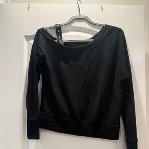 Terez Black Sweatshirt with Button Detail